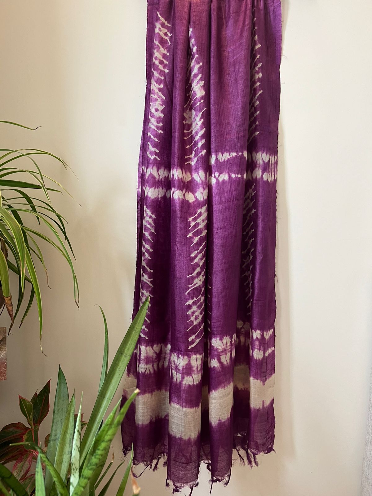 Pure Silk Tussar printed dupatta - Purple