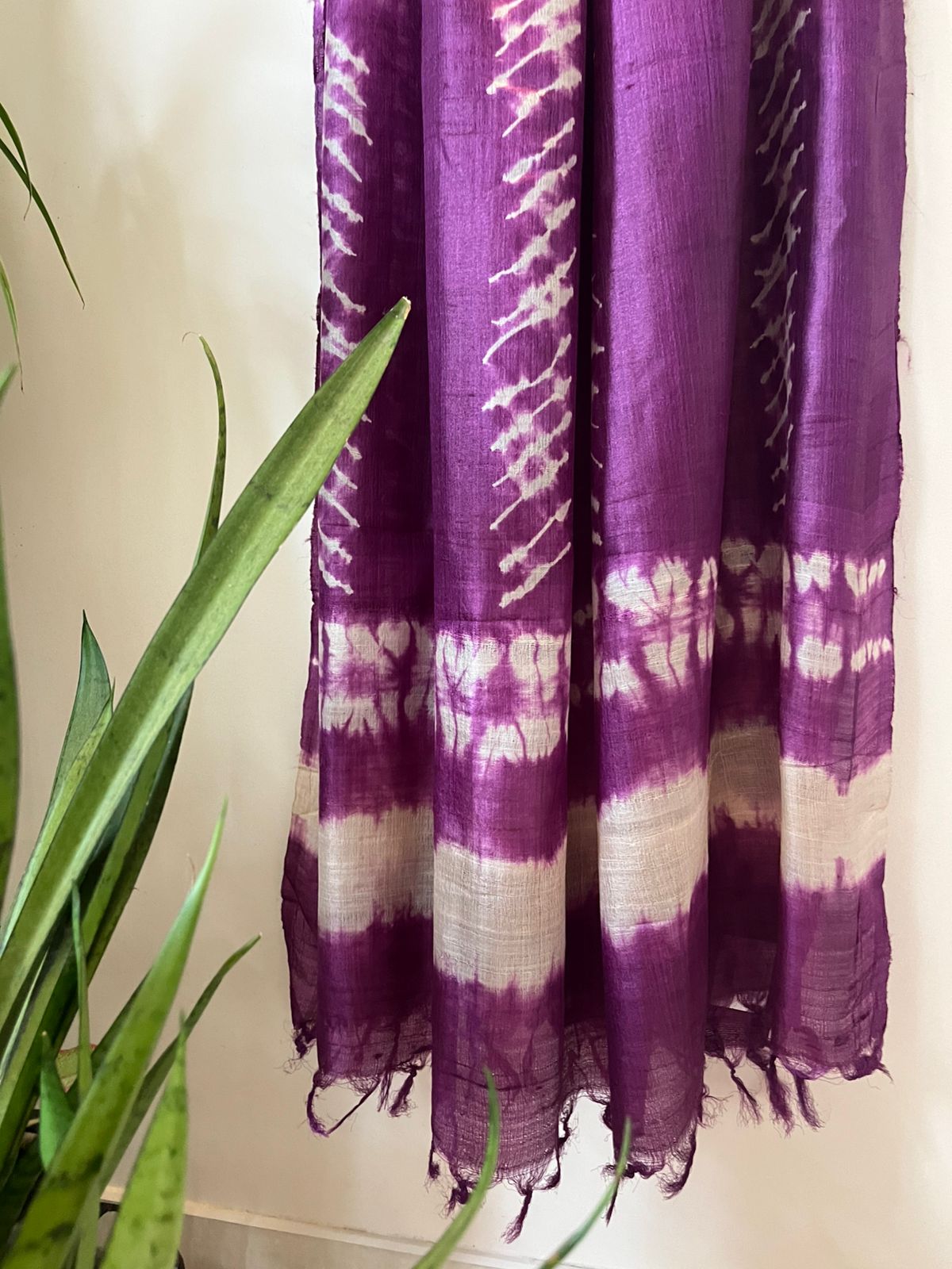 Pure Silk Tussar printed dupatta - Purple