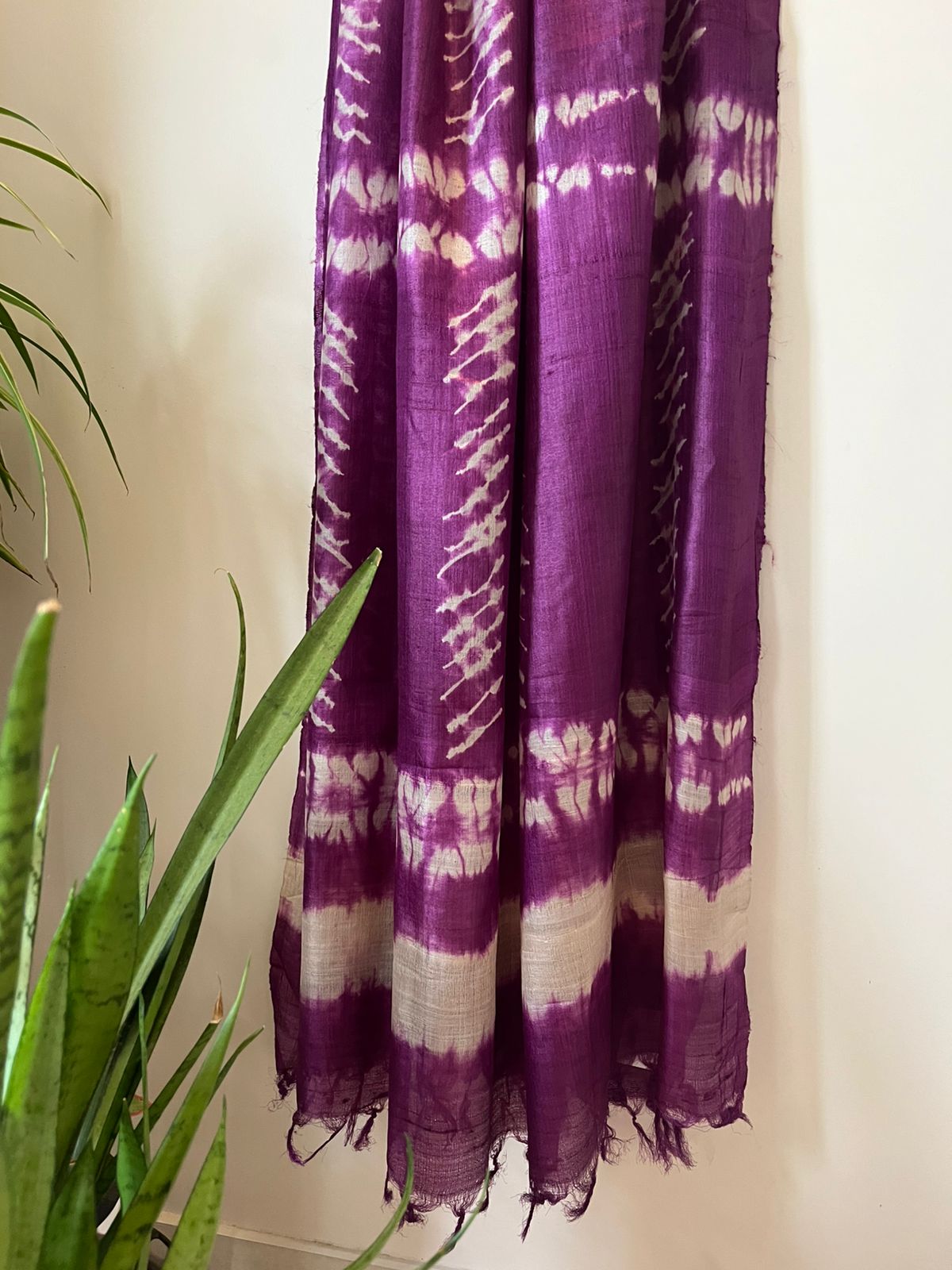 Pure Silk Tussar printed dupatta - Purple