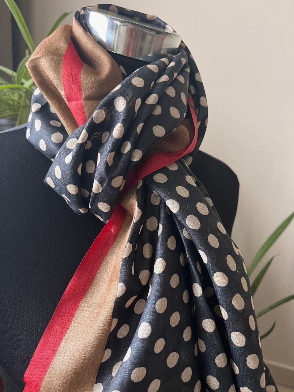 Pure Tussar Silk Handblock Printed Stole
