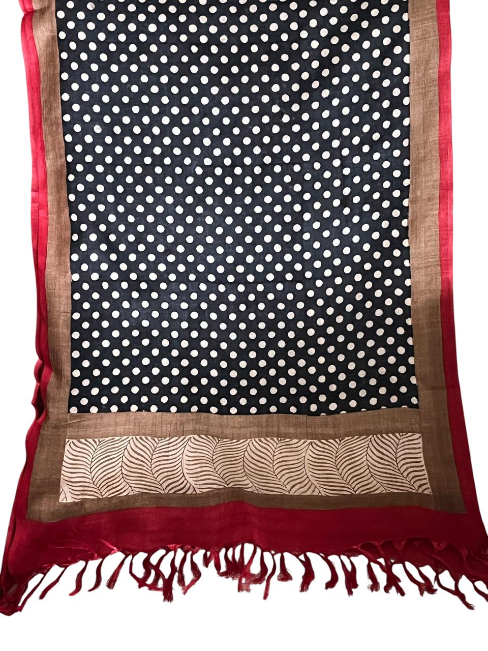 Pure Tussar Silk Handblock Printed Stole