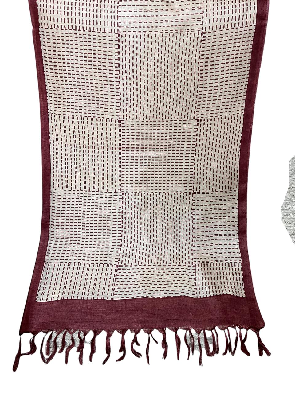 Pure Tussar Silk Handblock Printed Stole