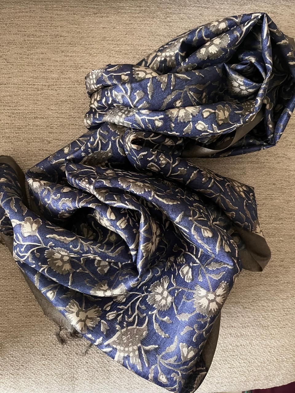 Pure Tussar Silk Handblock Printed Stole