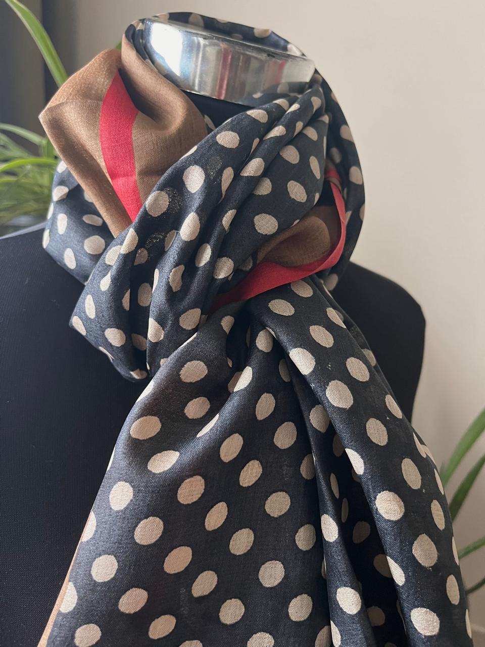 Pure Tussar Silk Handblock Printed Stole