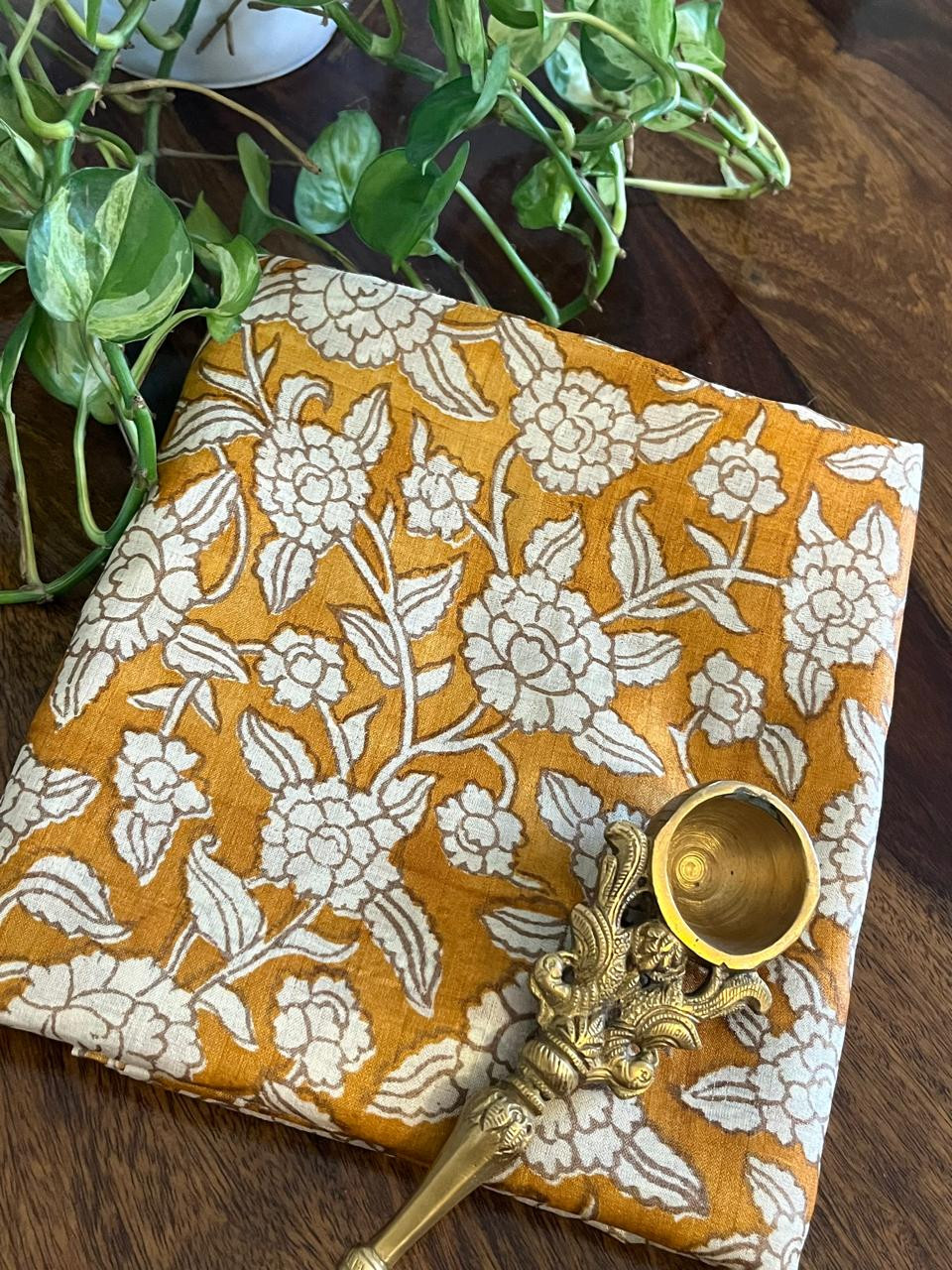 Pure Tussar Silk Printed Kurta Fabric - 25 mts - Mustard