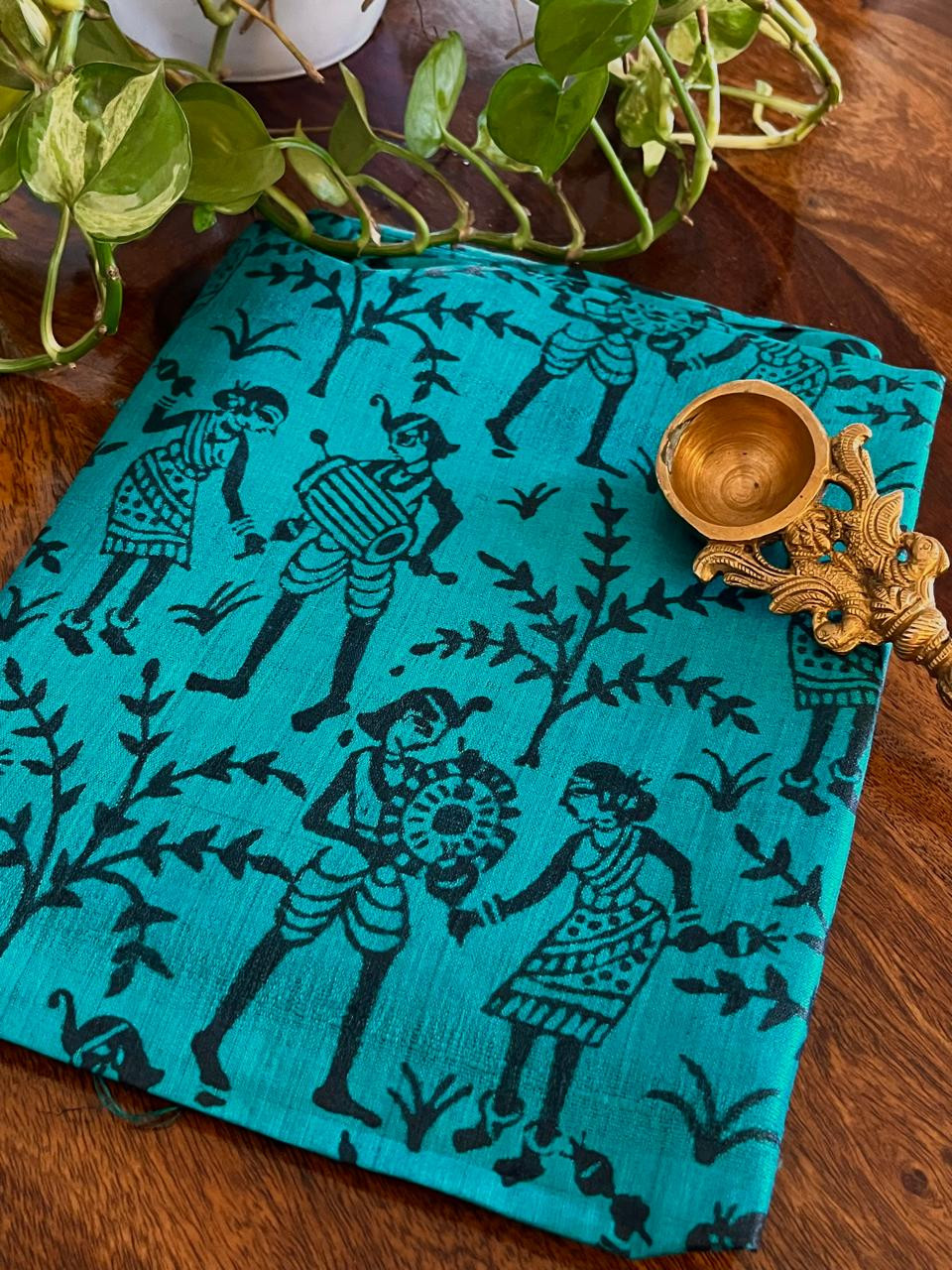 Pure Tussar Silk Printed Kurta Fabric - 25 mts - Blue