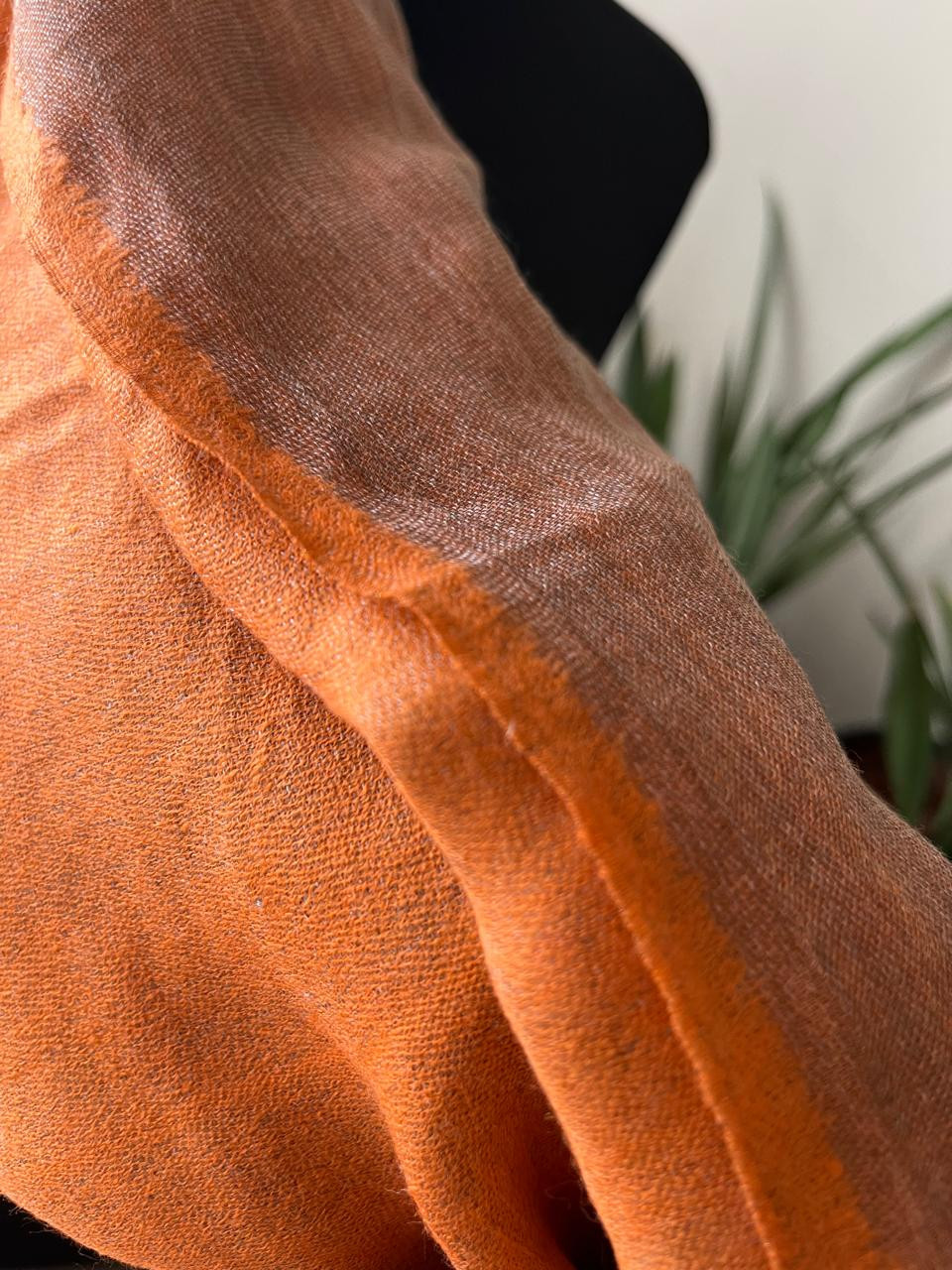 Pure wool handwoven dual shade reversible stoles - Burnt Orange and Gold
