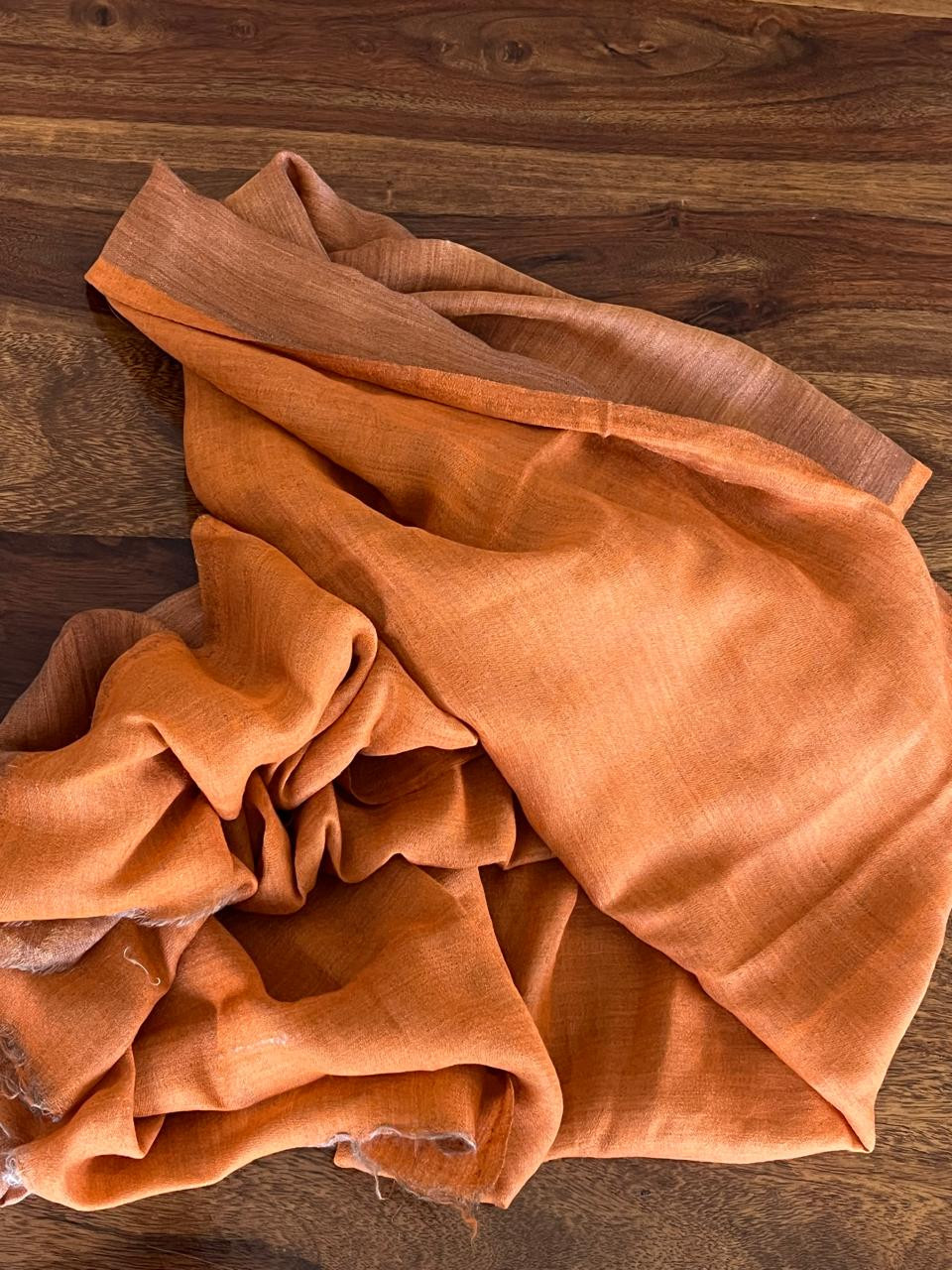 Pure wool handwoven dual shade reversible stoles - Burnt Orange and Gold