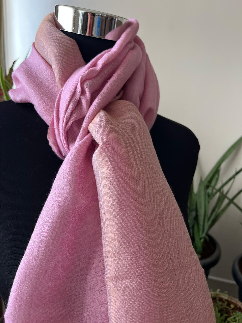 Pure wool handwoven dual shade reversible stoles - Rose and Gold