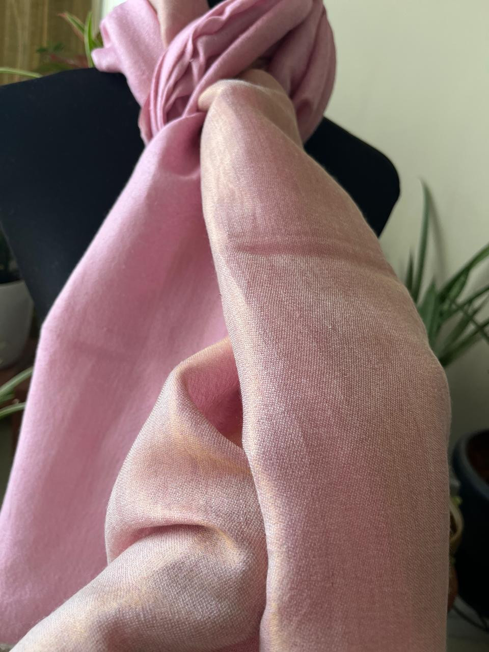 Pure wool handwoven dual shade reversible stoles - Rose and Gold