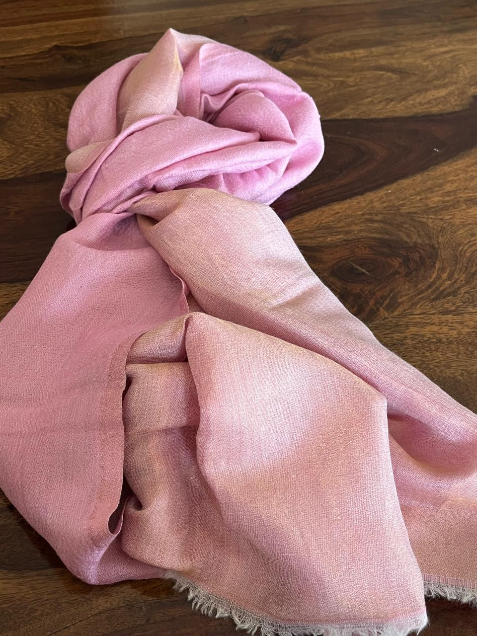 Pure wool handwoven dual shade reversible stoles - Rose and Gold