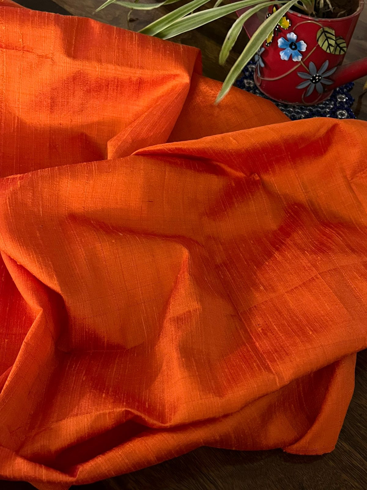 Raw Silk Blouse Fabric - Orange