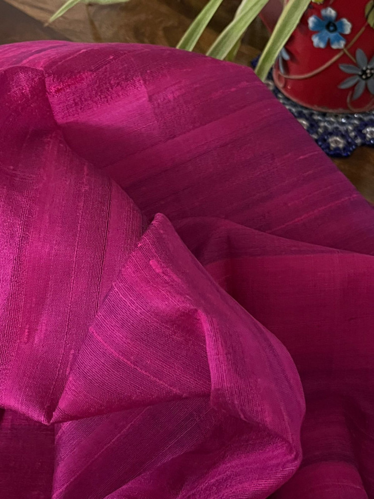 Image of Raw Silk Blouse Fabric - Magenta