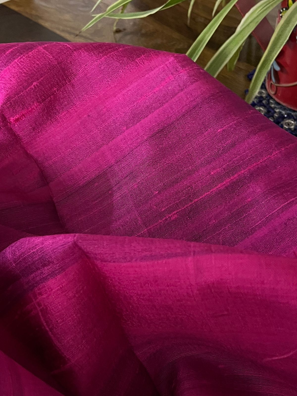 Raw Silk Blouse Fabric - Magenta