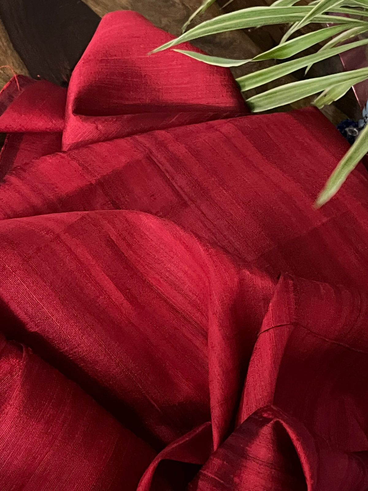 Raw Silk Blouse Fabric - Red