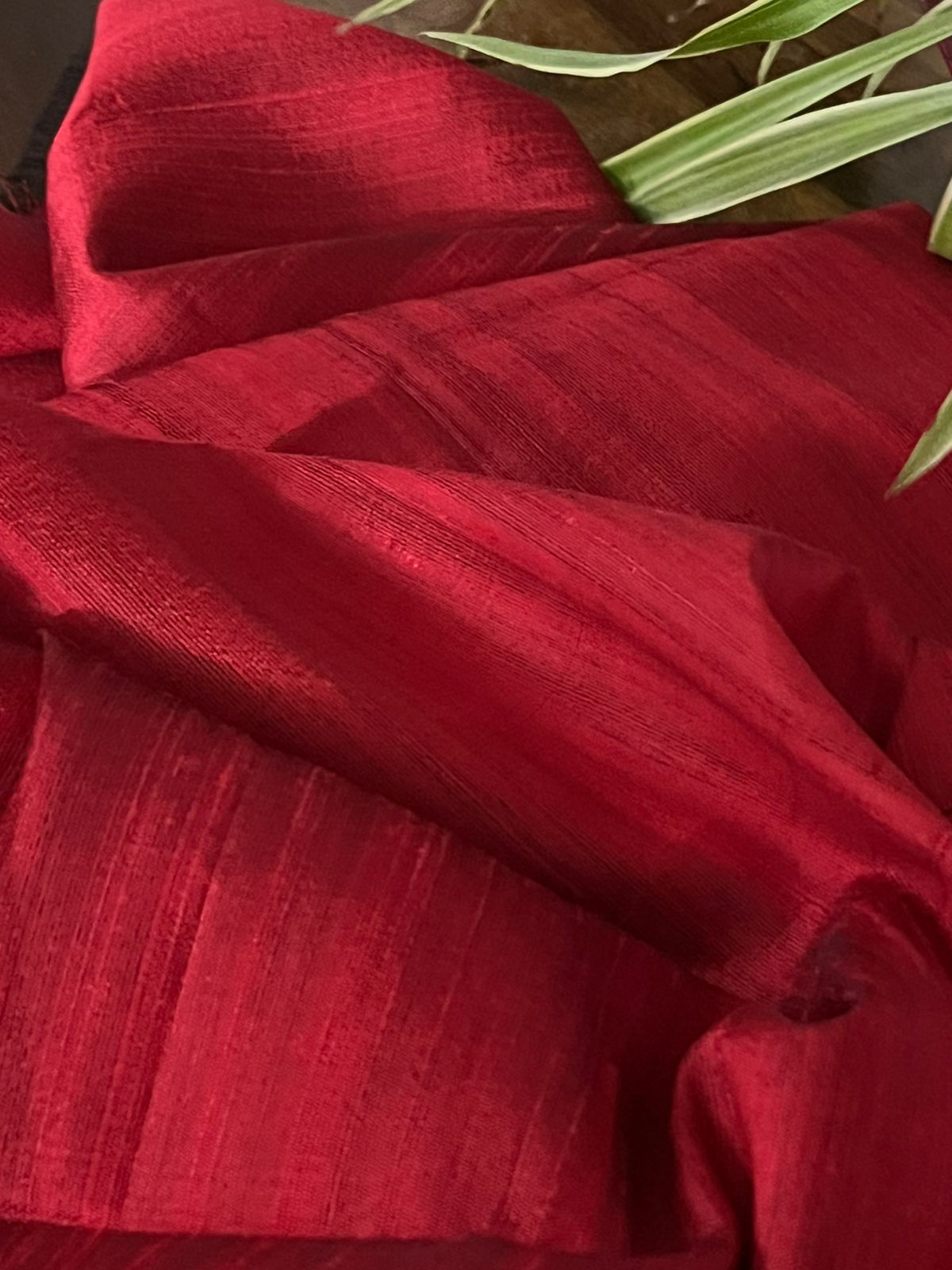 Raw Silk Blouse Fabric - Red