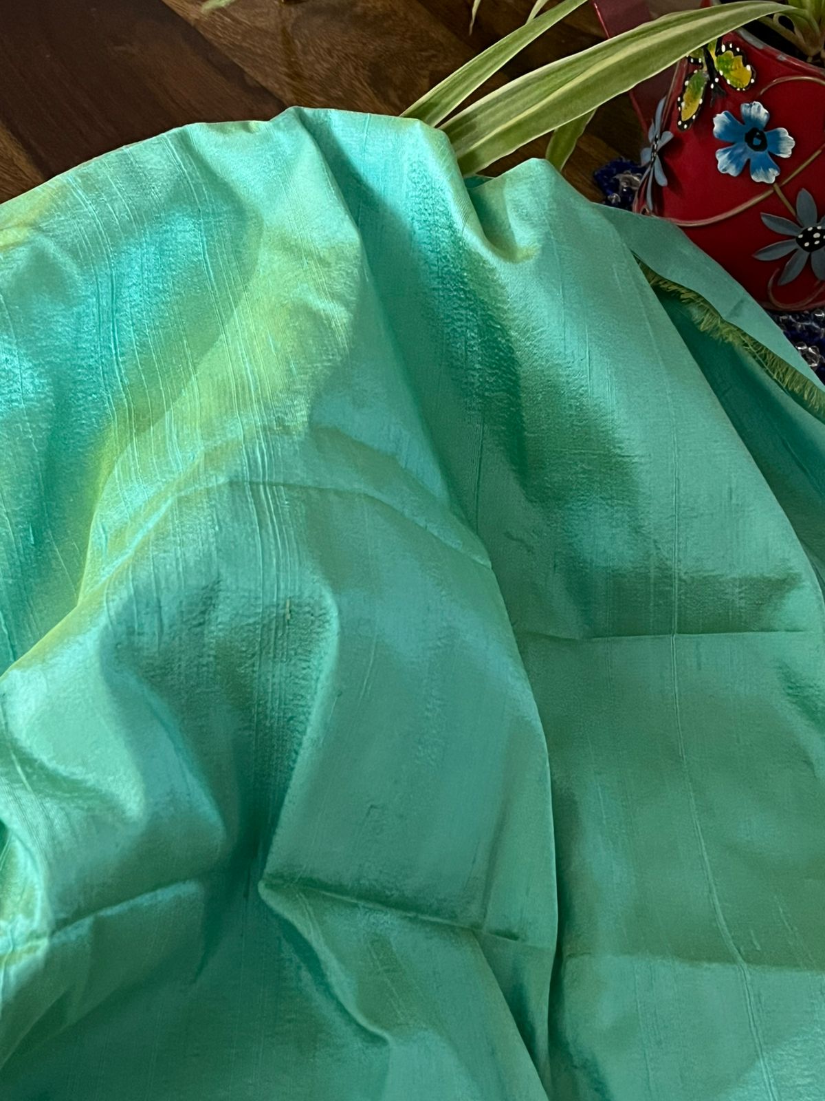 Raw Silk Blouse Fabric - Sea Green