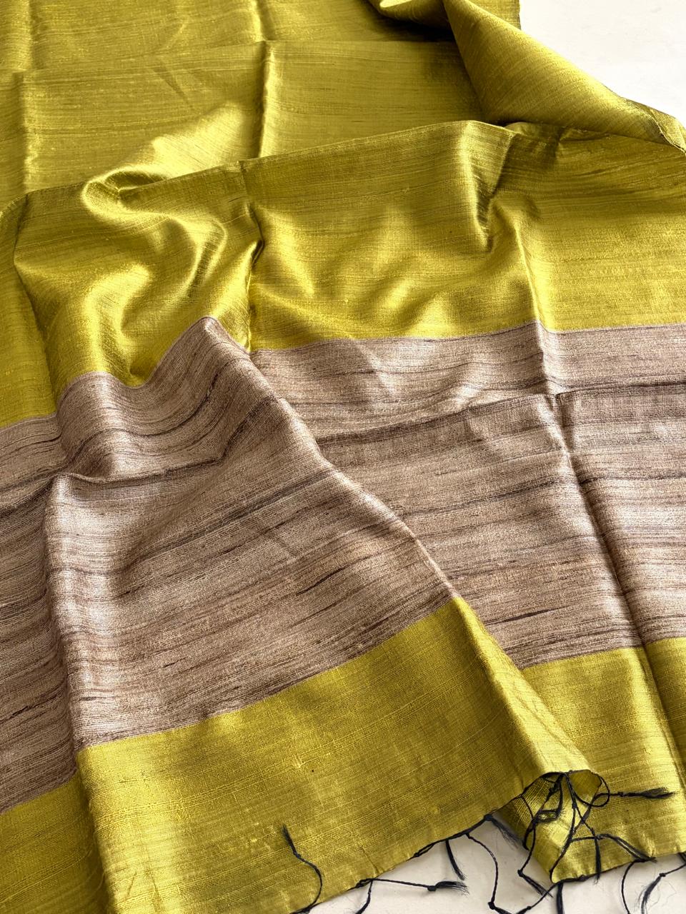 Pure Raw Silk Handloom Dupatta - Mehendi Green - UNISEX