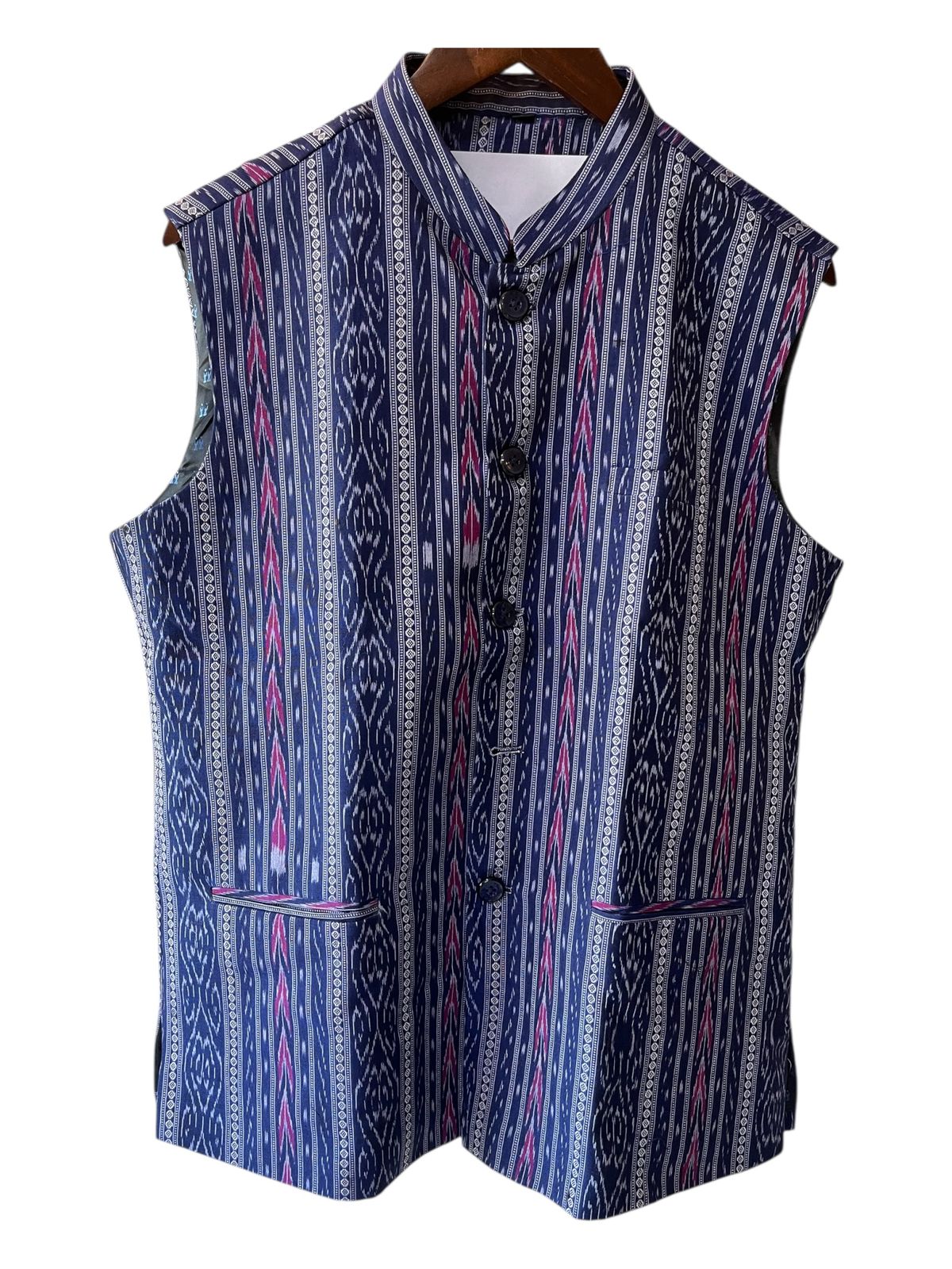 Sambalpuri Ikat Fusion Jacket - Modern Menswear - Blue