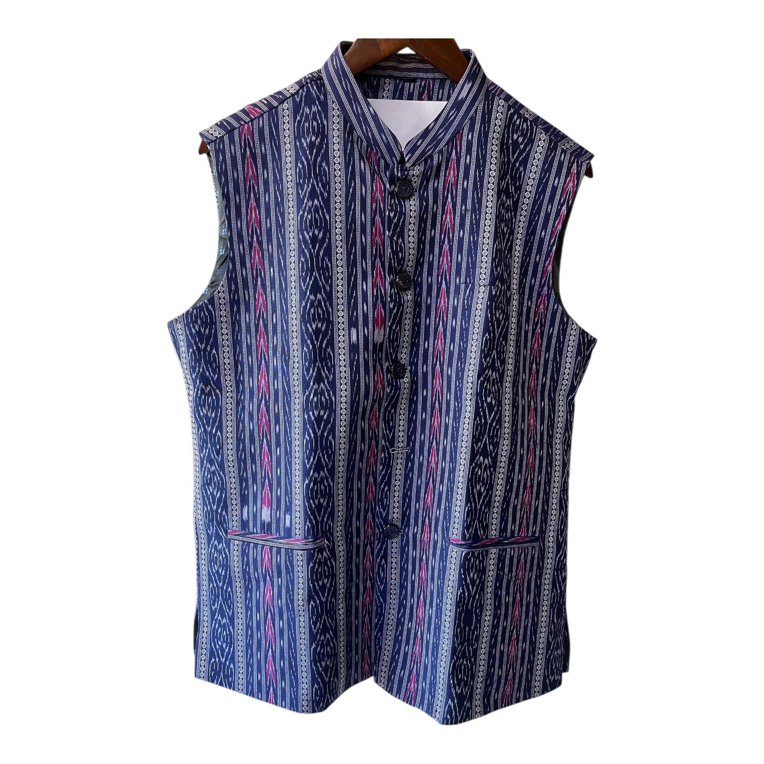 Sambalpuri Ikat Fusion Jacket - Modern Menswear - Blue