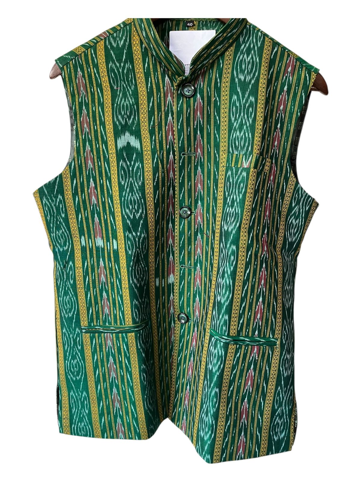 Sambalpuri Ikat Fusion Jacket - Modern Menswear - Green