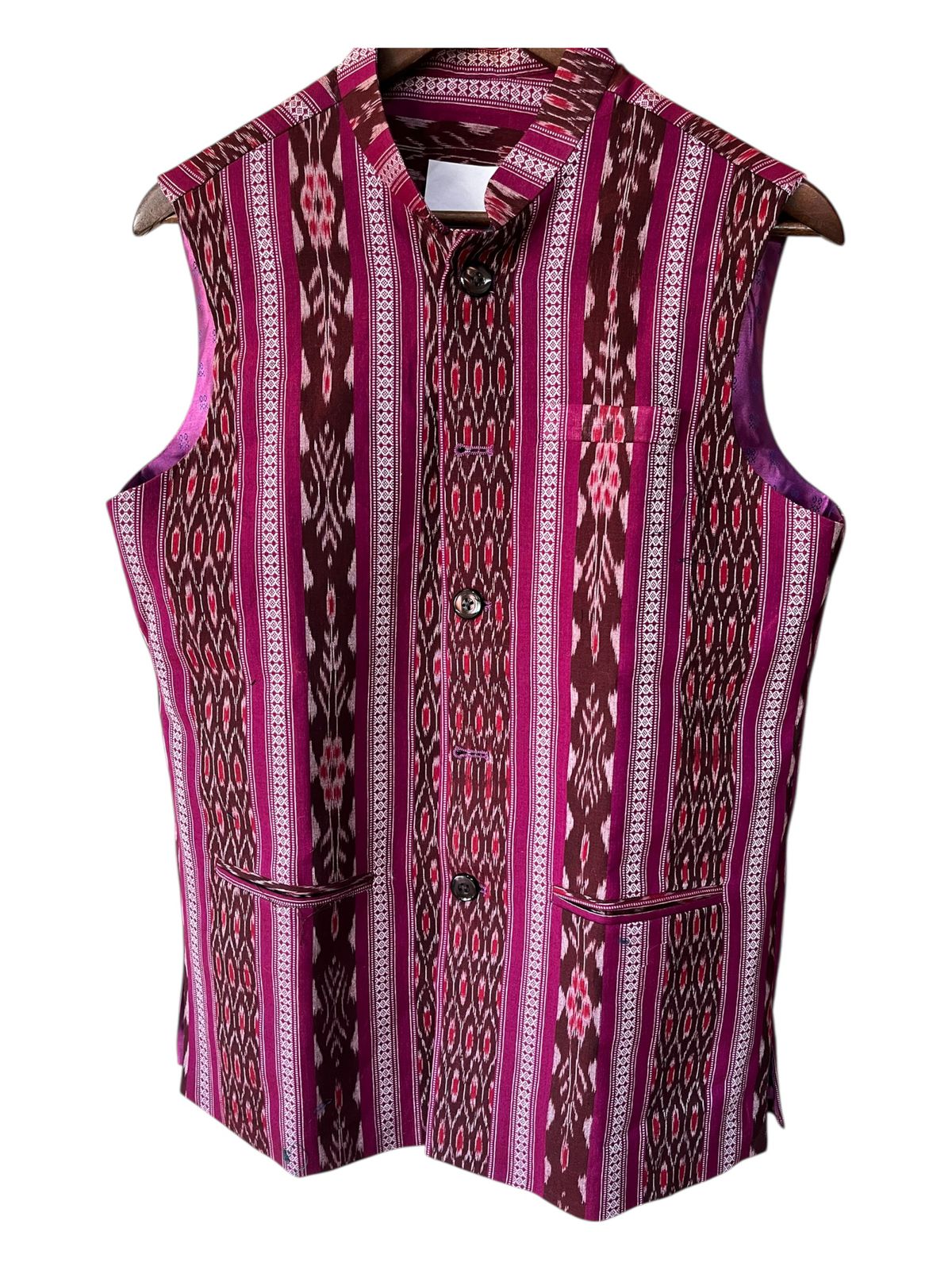 Luxury Sambalpuri Ikat Jacket - Modern Menswear - Plum