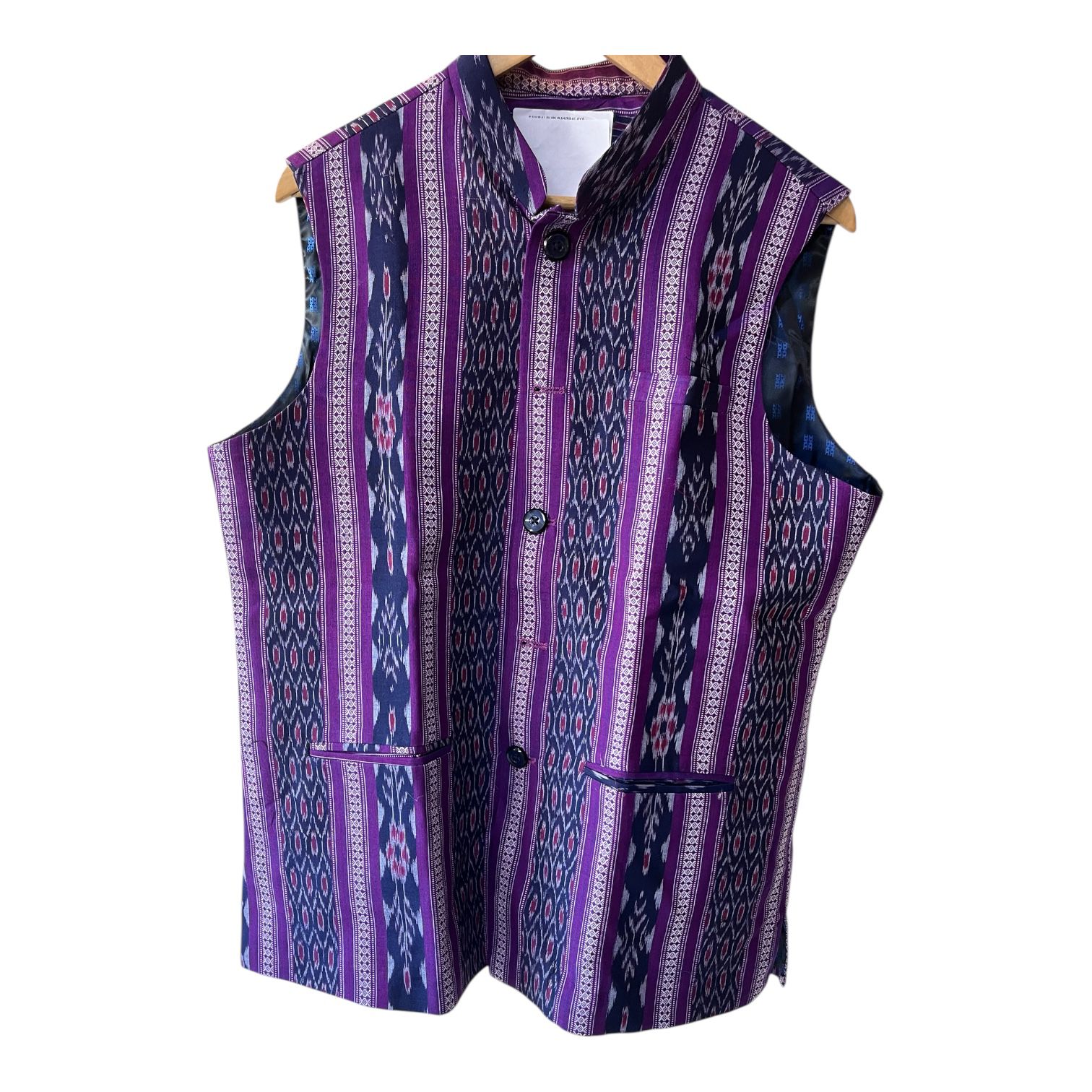 Luxury Sambalpuri Ikat Jacket - Modern Menswear - Purple