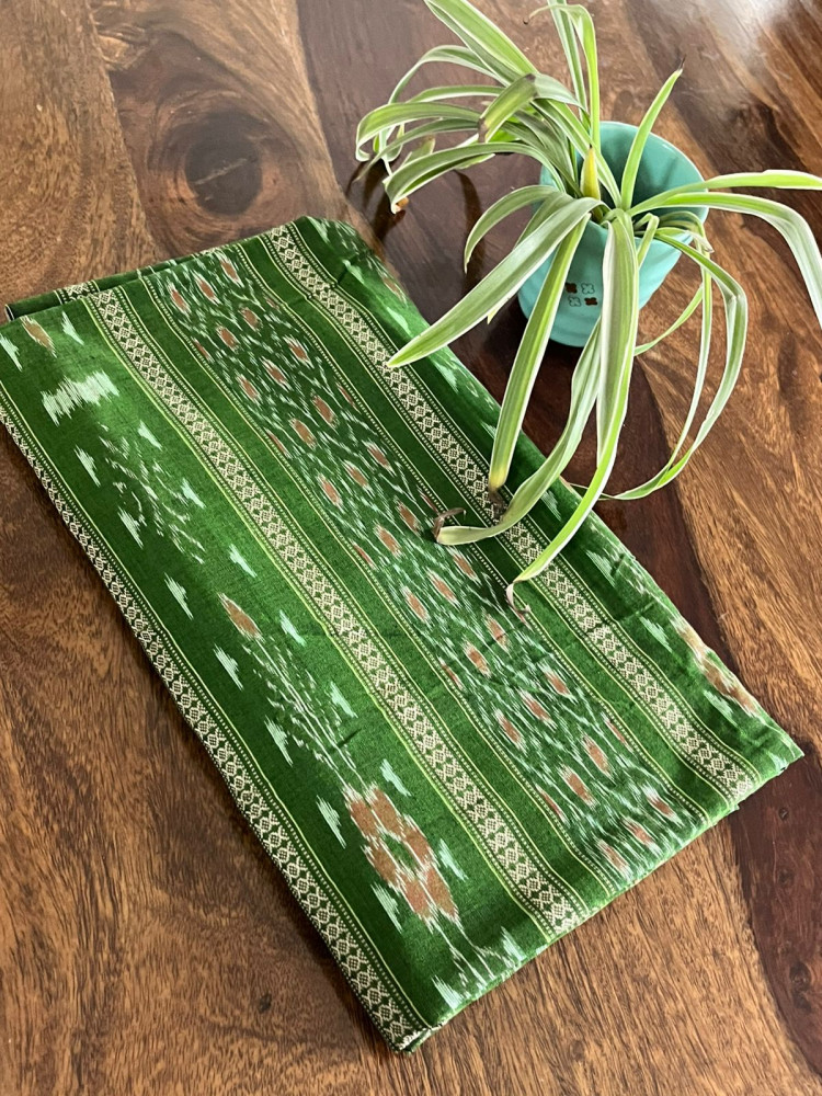 Image of Pure cotton Handwoven Sambhalpuri Kurta - Green