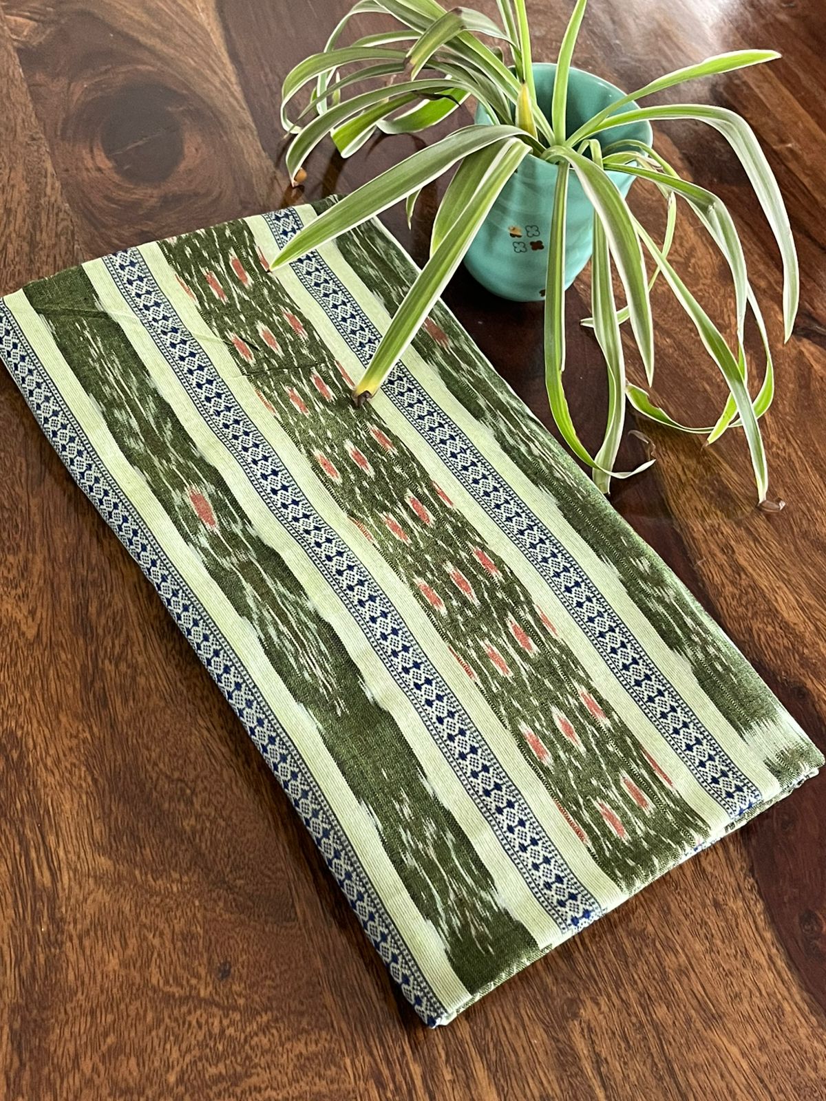 Pure cotton Handwoven Sambhalpuri Kurta - Green