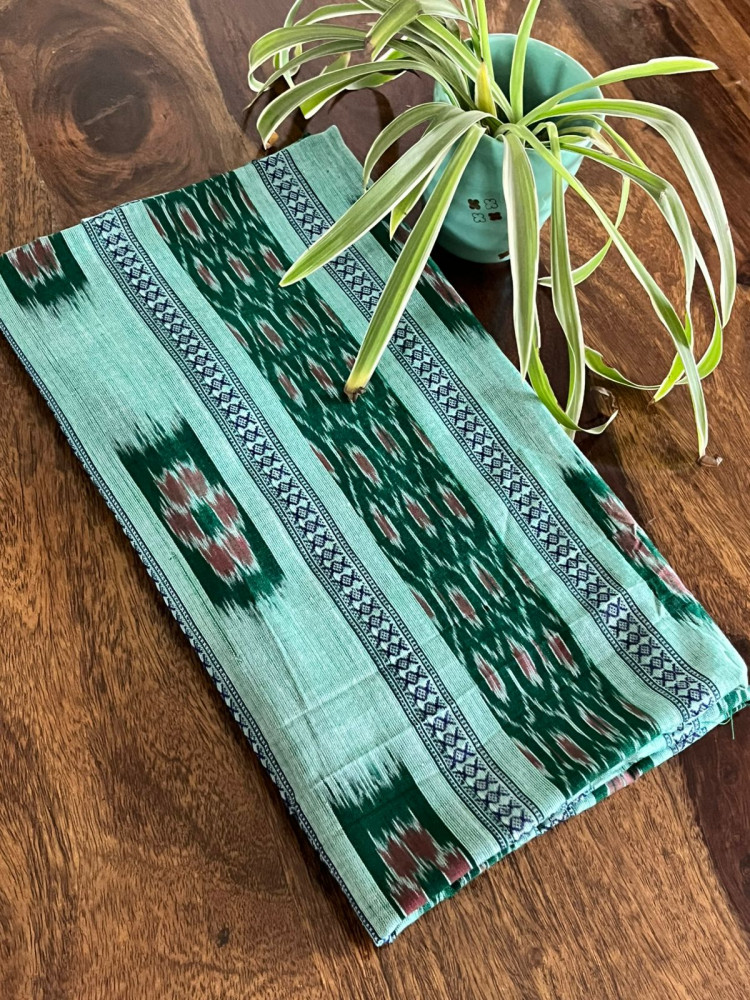 Image of Pure cotton Handwoven Sambhalpuri Kurta - Sea Green