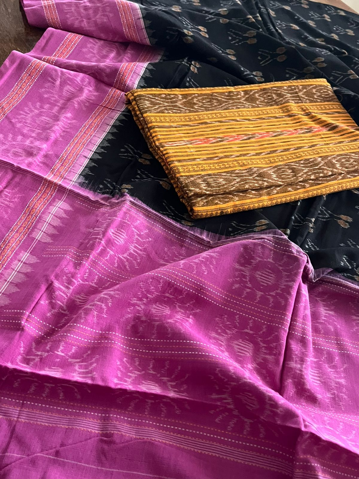 Cotton Handloom Sambhalpuri Dupatta with Sambhalpuri Kurta - Rose Marigold