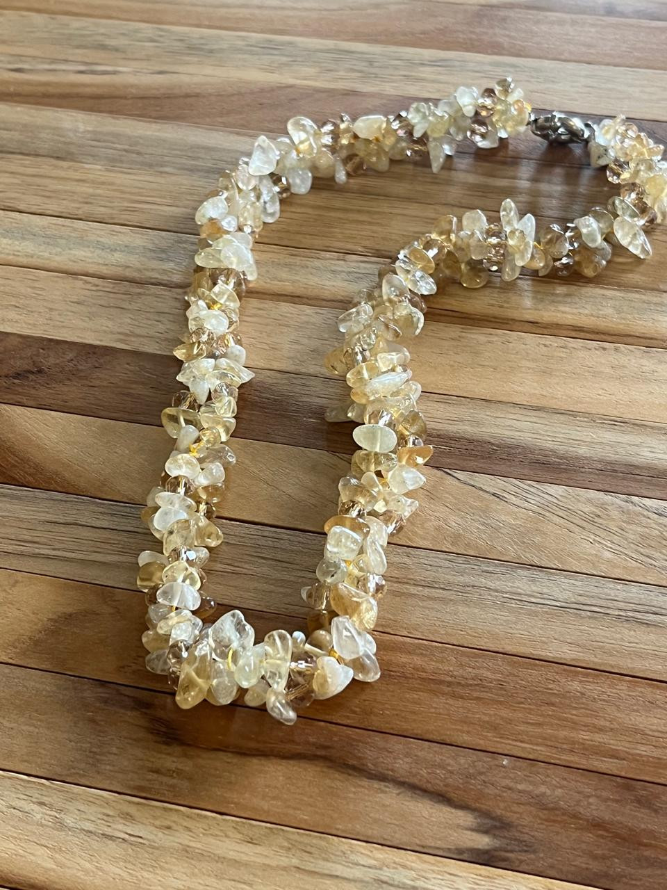 Semi Precious and natural stones Neckpiece - Amber