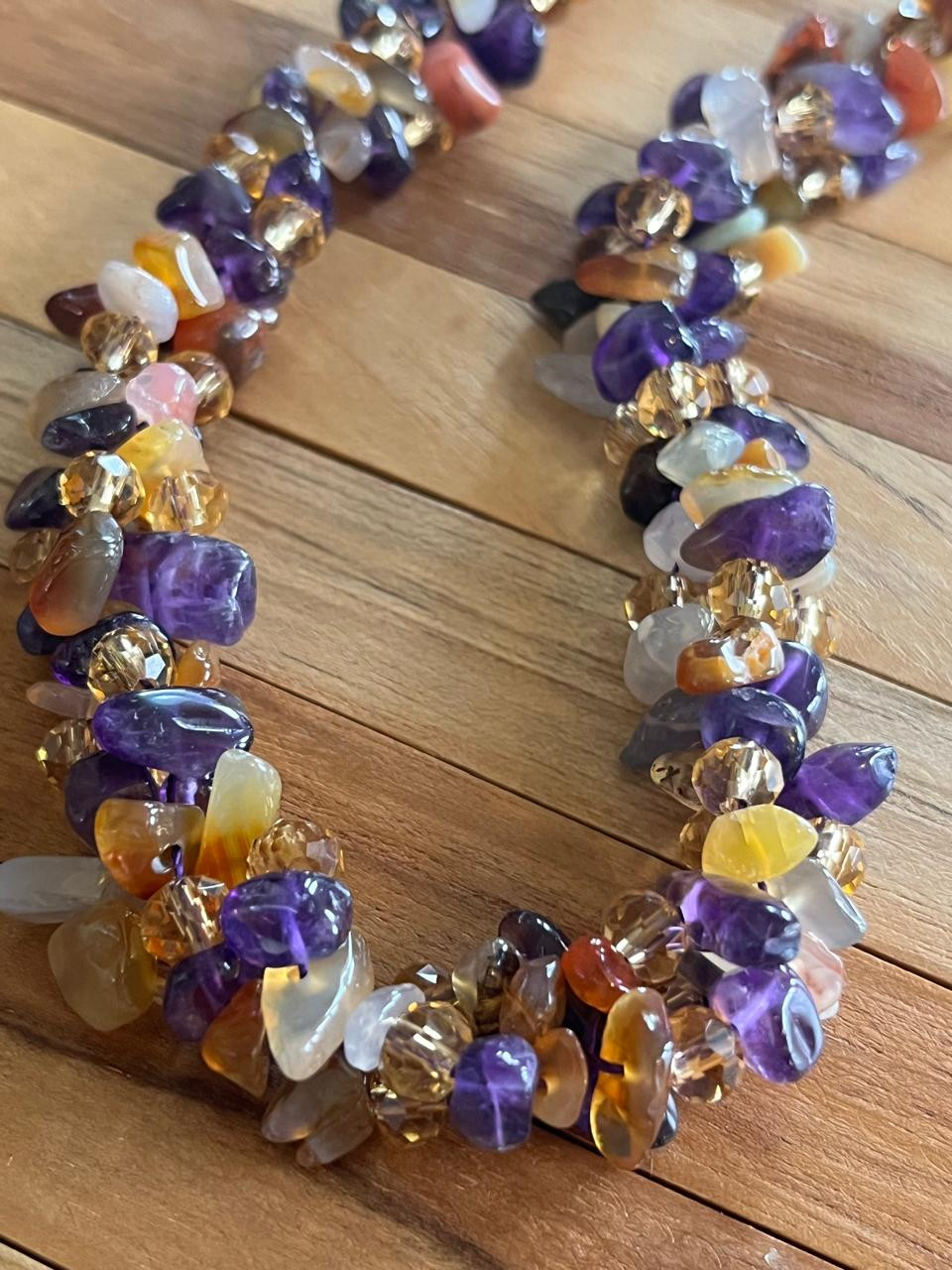 Semi Precious and natural stones Neckpiece - Multicolour