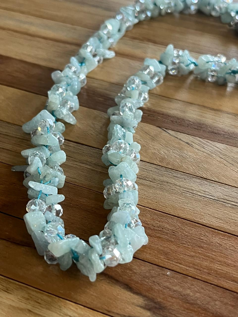 Semi Precious and natural stones Neckpiece - Ice Blue