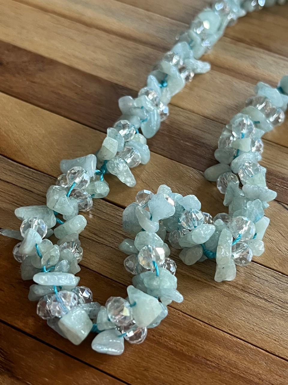 Semi Precious and natural stones Neckpiece - Ice Blue