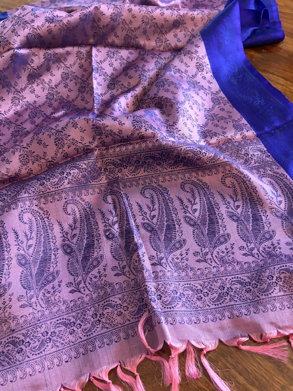 Soft Banarasi Pure Silk Festive Stole with Woven Motifs