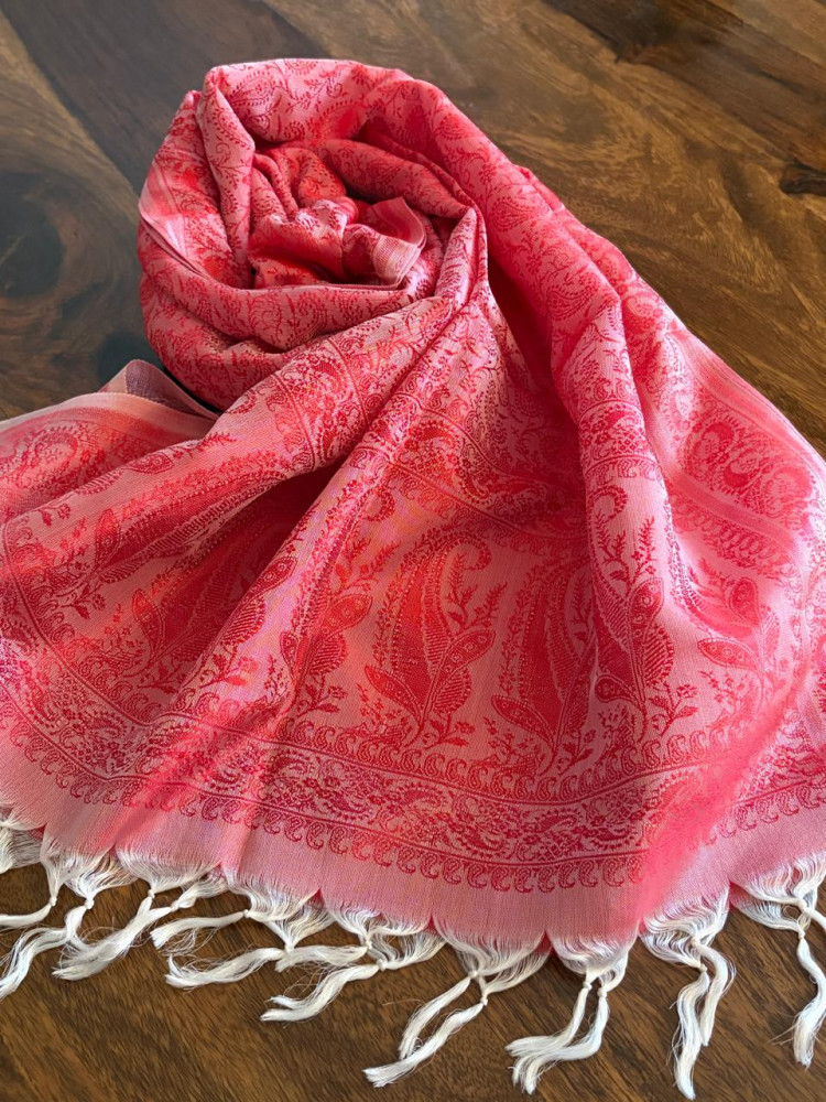 Image of Soft Banarasi Pure Silk Festive Stole with Woven Motifs