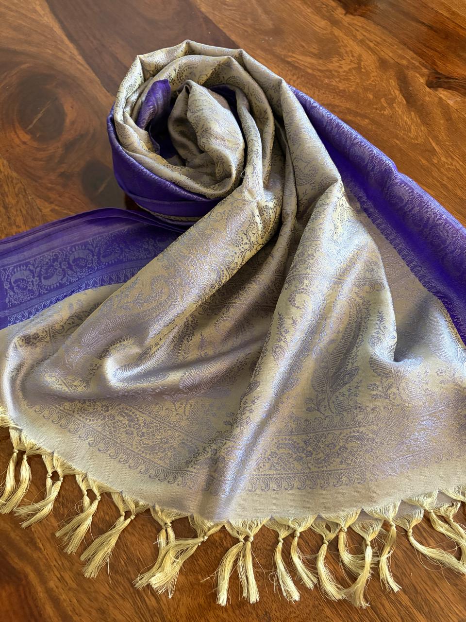 Soft Banarasi Pure Silk Festive Stole with Woven Motifs