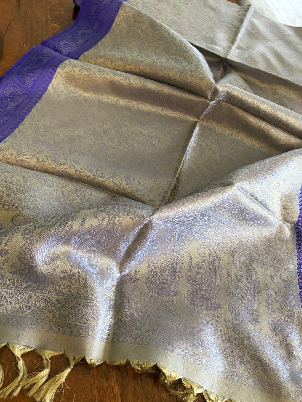 Soft Banarasi Pure Silk Festive Stole with Woven Motifs