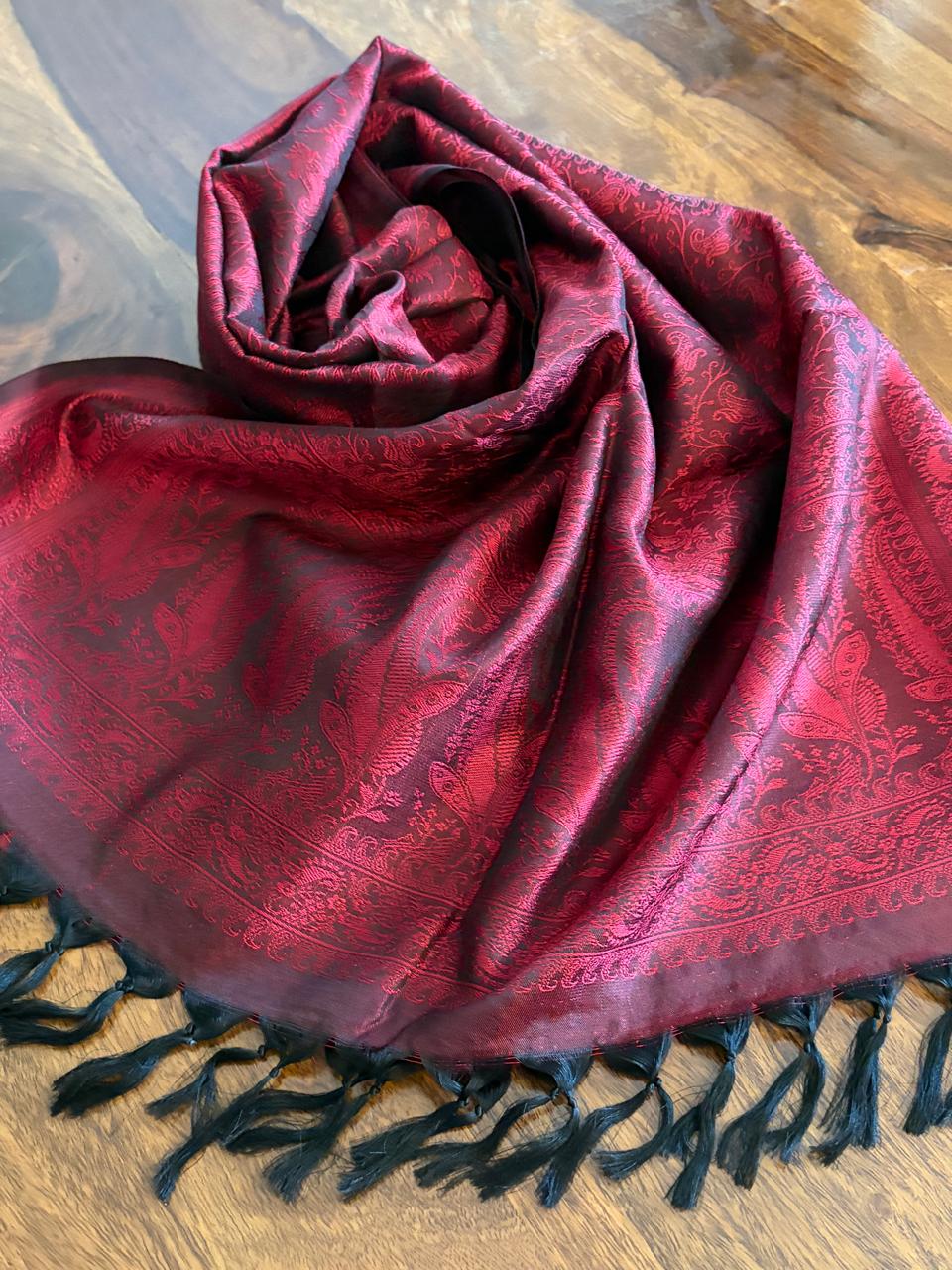 Soft Banarasi Pure Silk Festive Stole with Woven Motifs