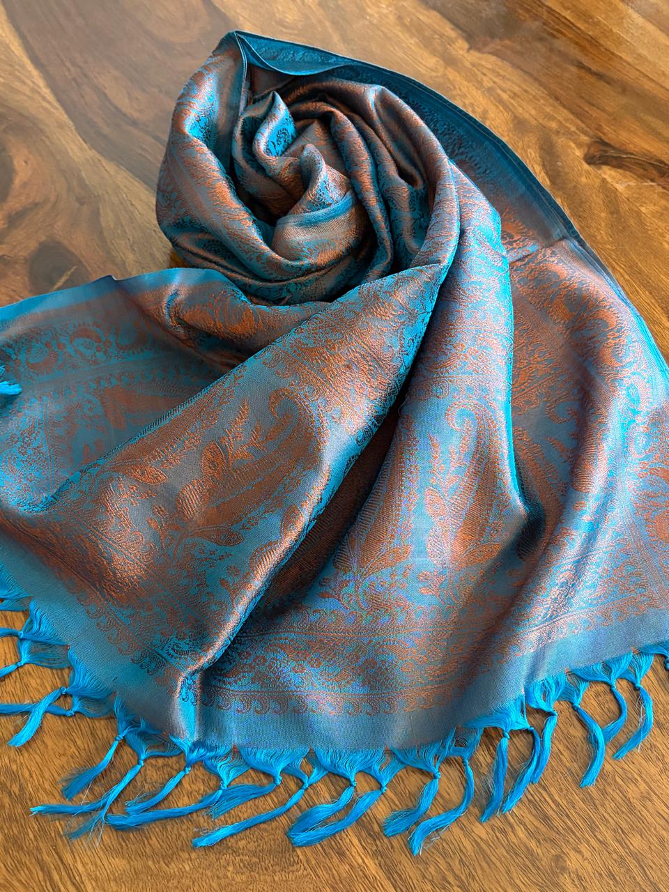 Soft Banarasi Pure Silk Festive Stole with Woven Motifs