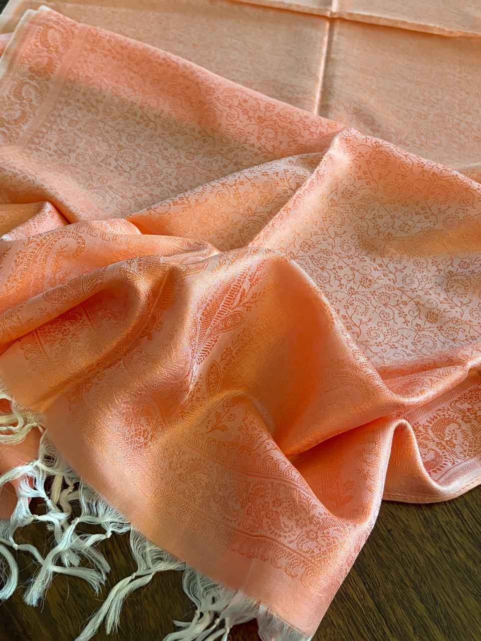 Soft Banarasi Pure Silk Festive Stole with Woven Motifs