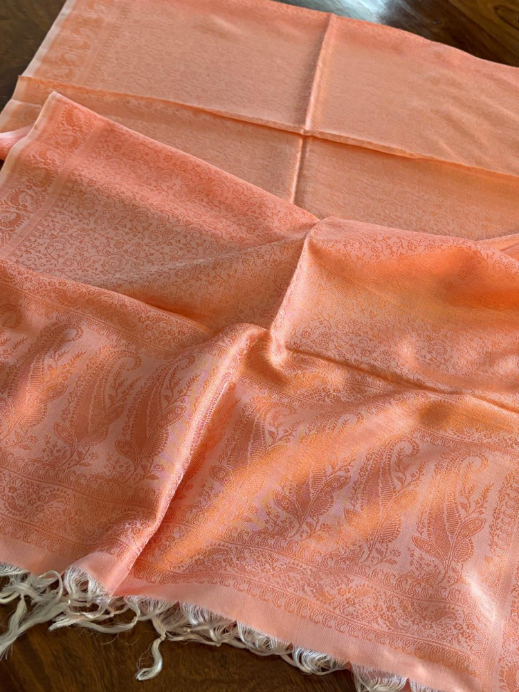 Image of Soft Banarasi Pure Silk Festive Stole with Woven Motifs