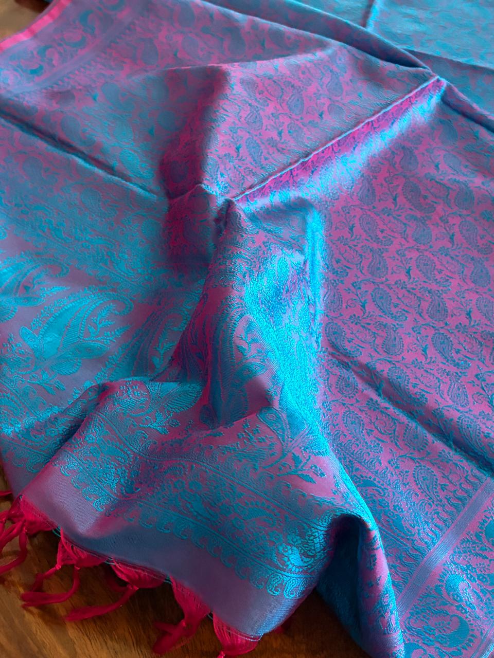 Soft Banarasi Pure Silk Festive Stole with Woven Motifs