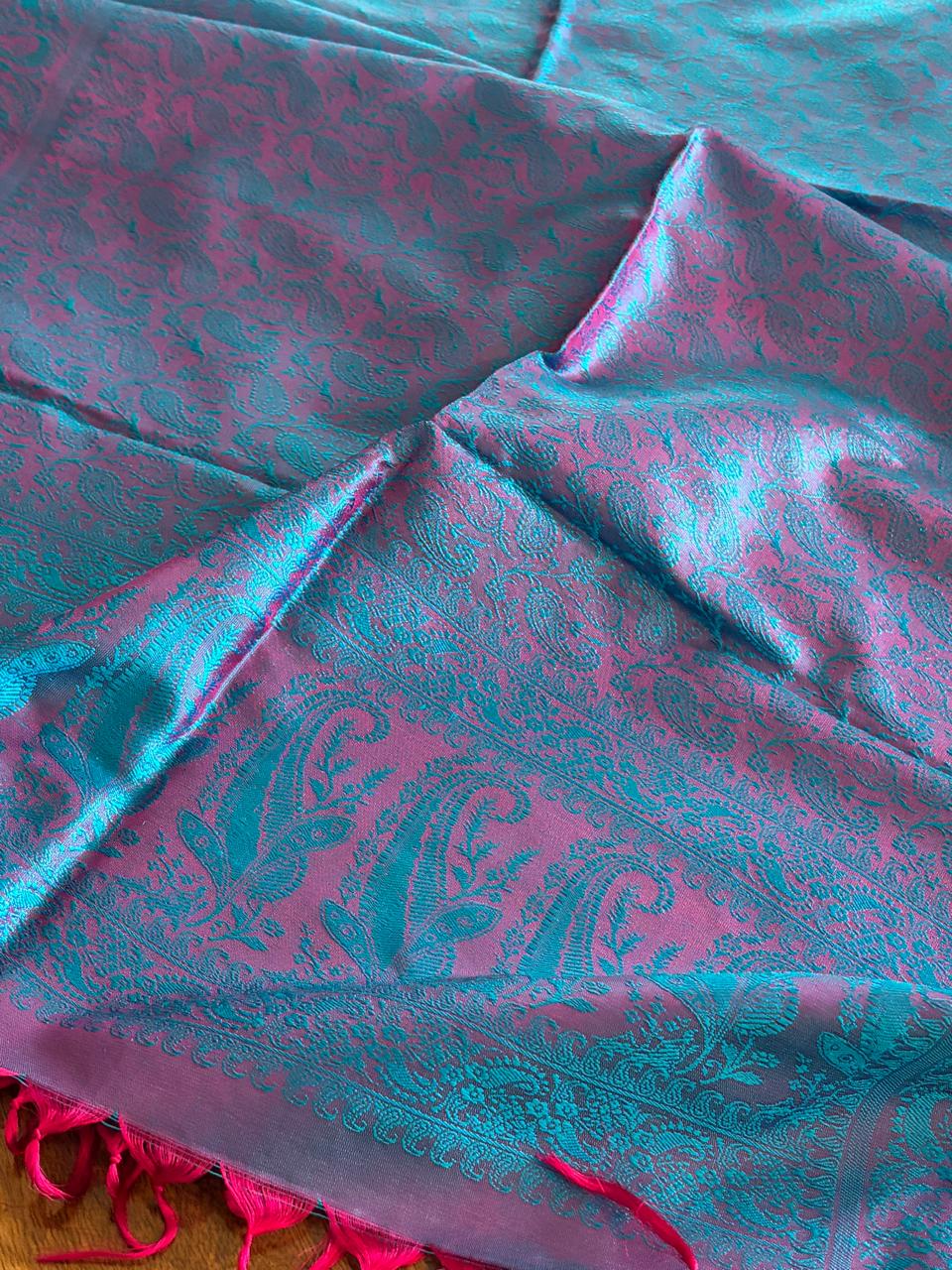 Soft Banarasi Pure Silk Festive Stole with Woven Motifs