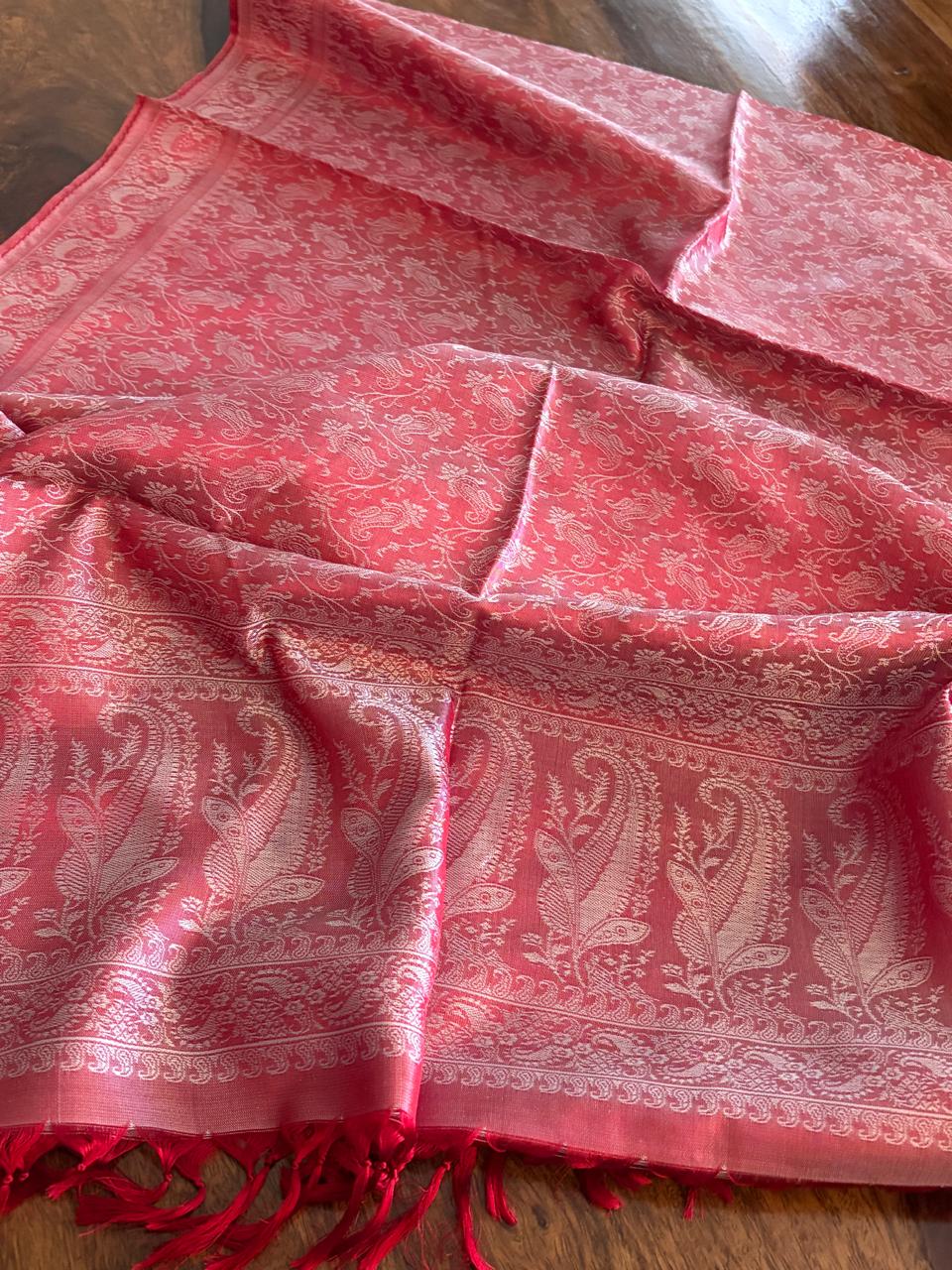Soft Banarasi Pure Silk Festive Stole with Woven Motifs