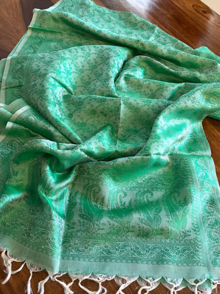 Image of Soft Banarasi Pure Silk Festive Stole with Woven Motifs