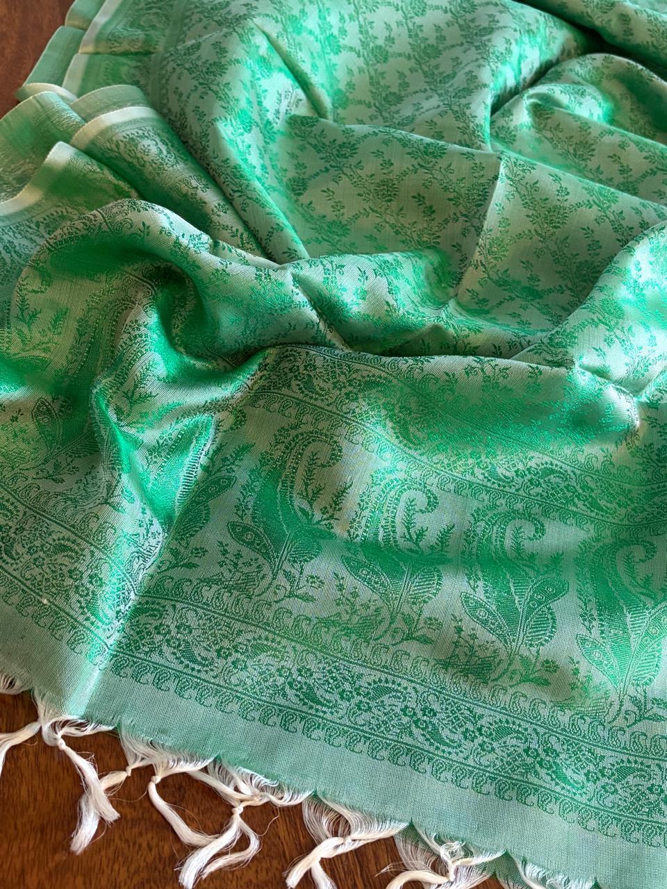 Soft Banarasi Pure Silk Festive Stole with Woven Motifs