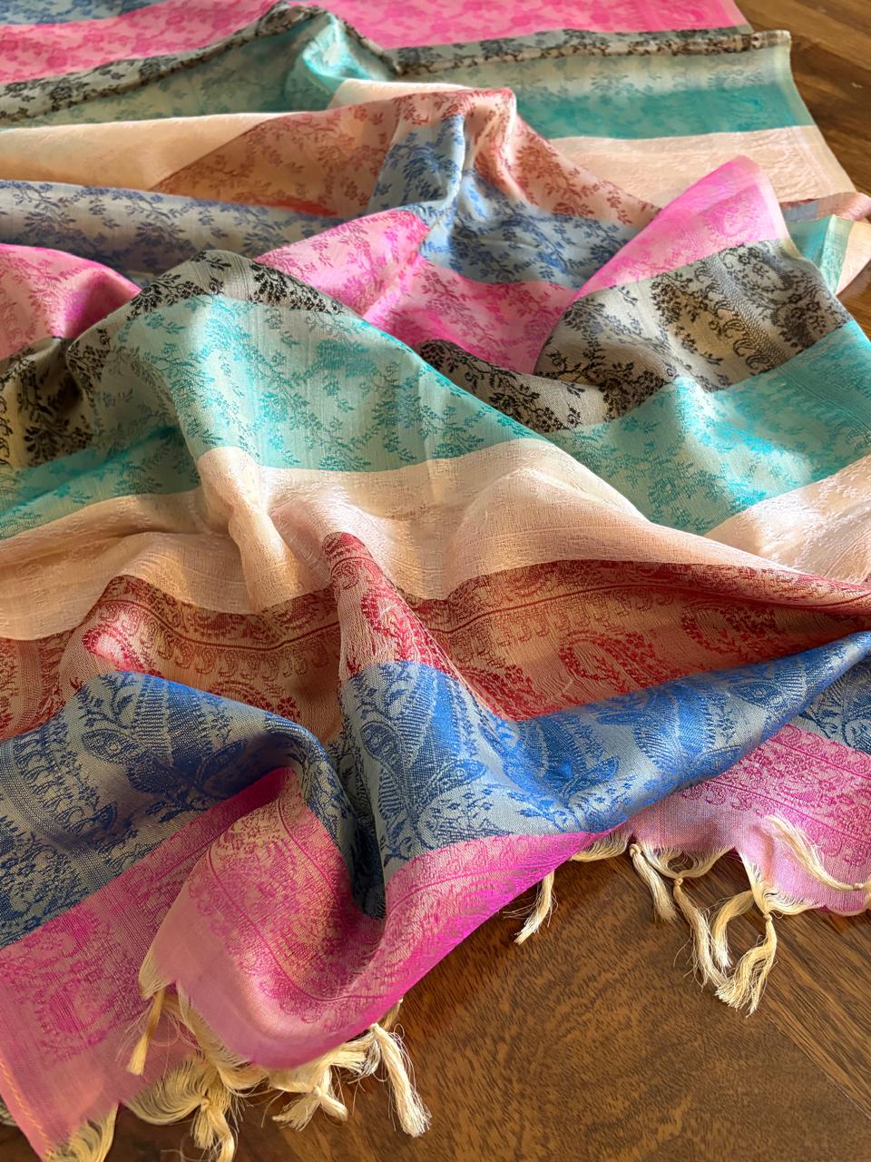 Soft Banarasi Pure Silk Festive Stole with Woven Motifs
