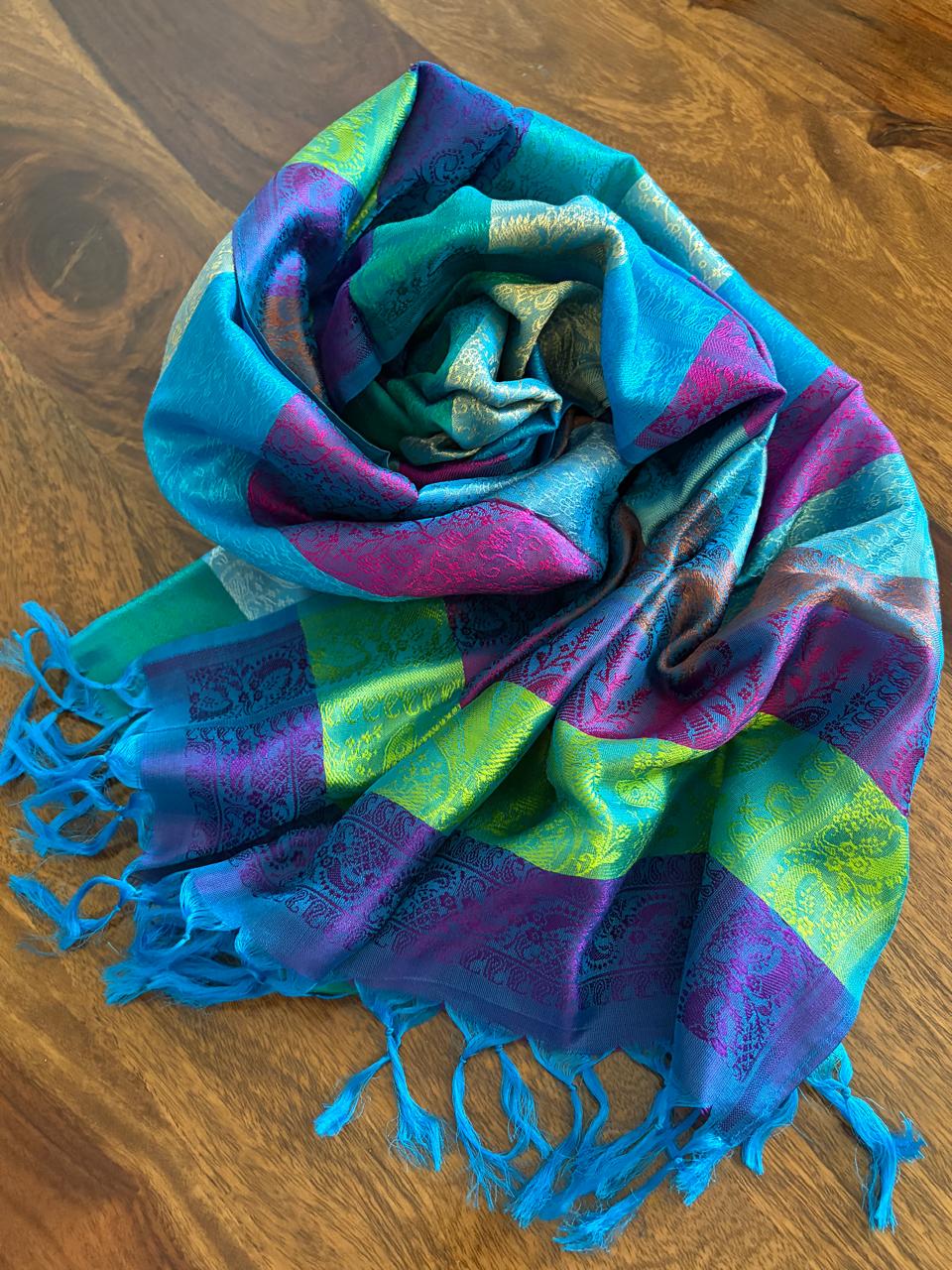 Soft Banarasi Pure Silk Festive Stole with Woven Motifs